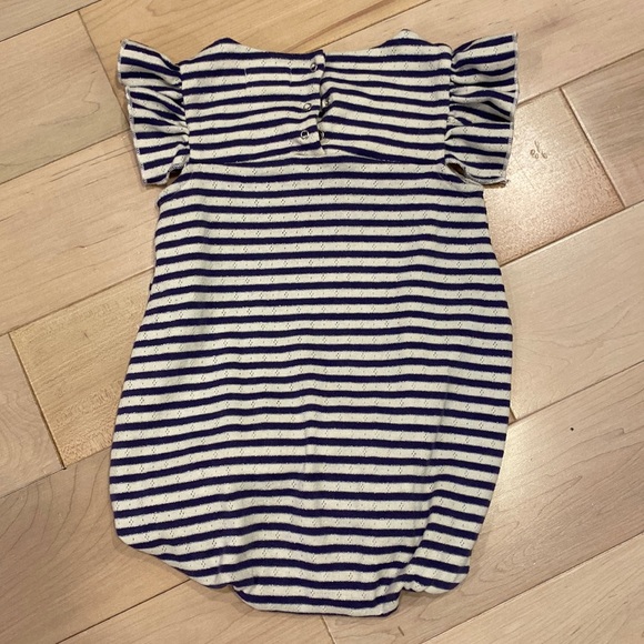 Louis Louise Paris soft cotton ruffle navy white striped romper - Picture 8 of 10